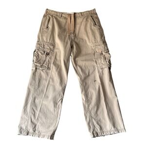 VTG Y2K No Boundaries Cargo Pants Mens 32x30‎ Tan Wide Leg Skate Distressed